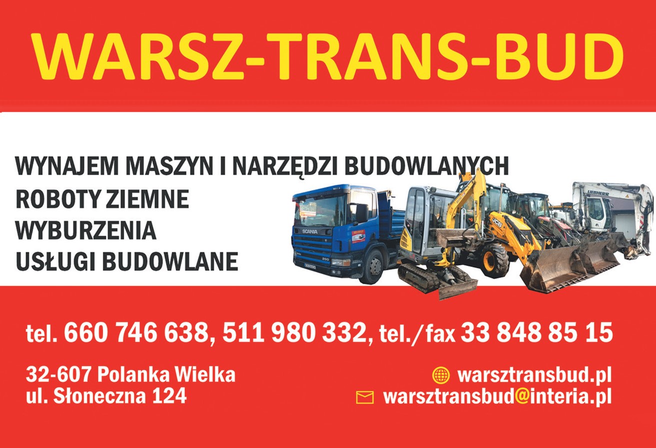 Warsz-Trans-Bud - Usługi koparko-ładowarką OŚWIĘCIM Usługi koparko-ładowarką OŚWIĘCIM